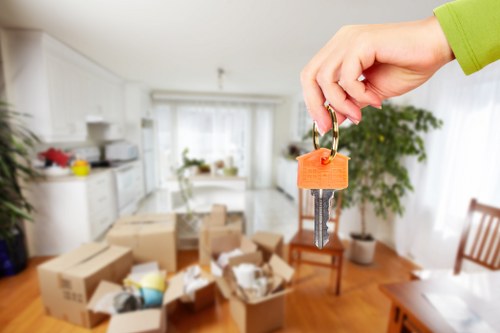 Packing boxes in a Shepherdsbush home during a move