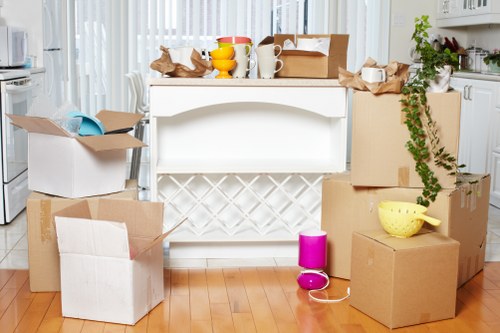 Business furniture being moved during an office relocation